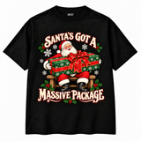 Santa’s Got a Massive Package Christmas T-shirt – black