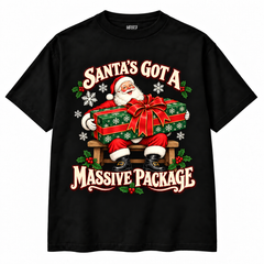 Santa’s Got a Massive Package Christmas T-shirt – black