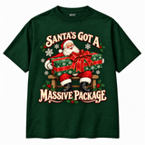Santa’s Got a Massive Package Christmas T-shirt – green