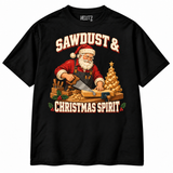 Sawdust and Christmas Spirit carpenter Christmas T-shirt — black