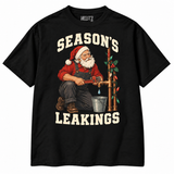 Season’s Leakings plumber Christmas T-shirt — black