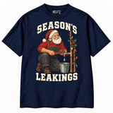 Season’s Leakings plumber Christmas T-shirt — navy