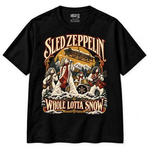 Sled Zeppelin – Whole Lotta Snow Led Zeppelin-Inspired Christmas T-Shirt