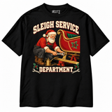 Sleigh Service Department mechanic Christmas T-shirt — black