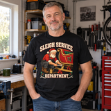 Sleigh Service Department mechanic Christmas T-shirt — model