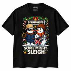 Snowasis Some Might Sleigh Christmas T-shirt in black