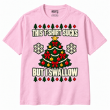 Light pink NEWTZ Christmas tree slogan T-shirt