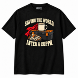 NEWTZ tools-led trades humour cuppa black T-shirt