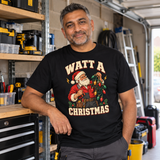 Watt a Christmas electrician Christmas T-shirt — model
