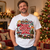 Man wearing the white NEWTZ Merry Christmas Ya Filthy Animal collage T-shirt