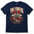 NEWTZ Yule Fighters The Best of Yule Foo Fighters-inspired Christmas T-shirt in navy on white background