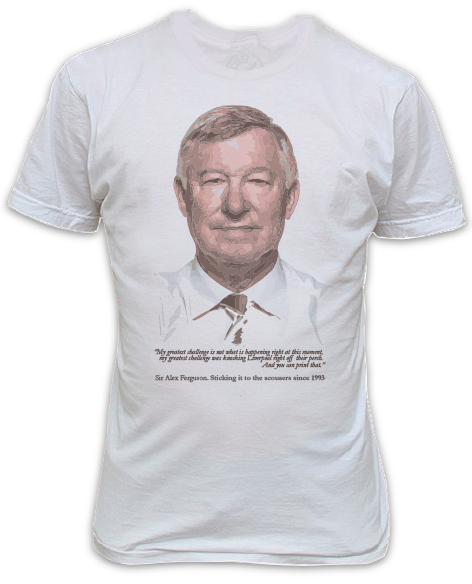Alex Ferguson Sticking it to Liverpool Fans White T-Shirt - Man Utd