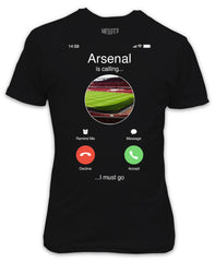 Arsenal is Calling I must go T-Shirt - Gunner's fan black top