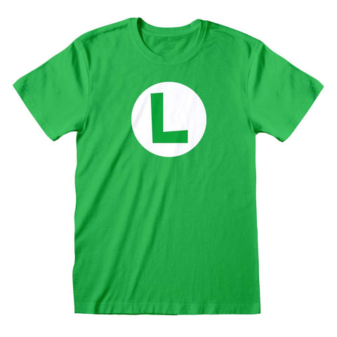 Nintendo Super Mario Luigi Badge T-Shirt - 100% Official Licenced