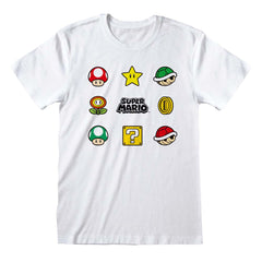 Nintendo Super Mario Items T-Shirt - 100% Official Licence