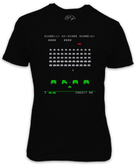 Space Invader Action Inspired Black T-Shirt