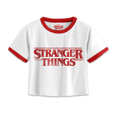 Stranger Things Distressed Logo SuperHeroes Inc. Cropped Shirt