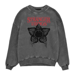 Stranger Things Horror Silhouette Acid Wash Unisex Sweatshirt