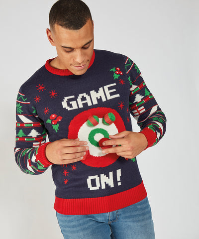 Adults 3D ball with hook and loop fastening Christmas knitted jumper