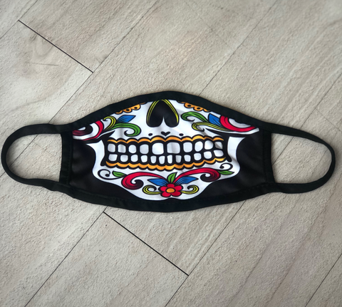 Day of the Dead Skull Face Mask Cover - Washable Non Medical Double Layer Drifit